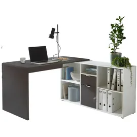 BMG Möbel Eckschreibtisch Lena abschließbarer Tür, Computertisch, Winkelschreibtisch, Homeoffice, Bürotisch, Made in Germany (Anthrazit/Weiß)