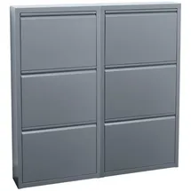 VCM ebuy24 Pisa Schuhschrank mit 6 Klappen/Türen in Metall Grau