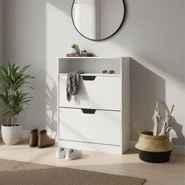 Relaxdays Schuhschrank 80 x 102 x 24 cm modern weiß / weiß