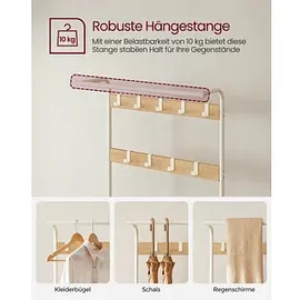 Songmics Garderobenbank mit Haken und Schuhrost HSR40W weiß Holz 72,0 cm