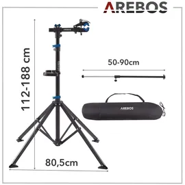 Arebos Fahrrad-Montageständer höhenverstellbar 112-188,5 cm 360° drehbar blau/schwarz