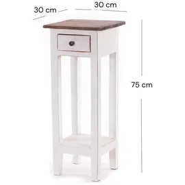 DESIGN DELIGHTS Telefontisch Weiß Mahagoniholz 75 x 30 x 30 cm