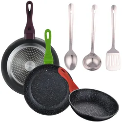 San Ignacio - Set aus 3 Pfannen Ø20/24/28 cm aus geschmiedetem Aluminium mit 3 Küchenutensilien aus Edelstahl