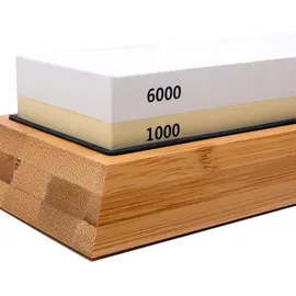 Klamer Messer Schleifstein Set 1000/6000 Körnung Doppelseitiger Messerschärfer Abziehstein Wetzstein