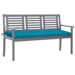 vidaXL Gartenbank 3-Sitzer-Gartenbank mit Auflage 150 cm Grau Eukalyptusholz (1-St) blau