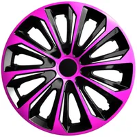 Luckyberg Radkappen 14 Zoll Strong | Radzierblenden 4er-Set für die meisten Automarken und Stahlfelgen, Zierkappen in vielen Farben. Felgenabdeckung für Autofelgen. (14" - ROSA/SCHWARZ)