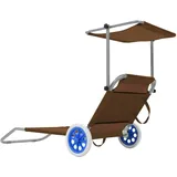 vidaXL Klappliege 146 x 52 cm taupe inkl. Rollen und Sonnendach
