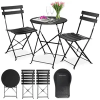 Kesser KESSER® Bistroset 3-teilig Bistrotisch mit 2 klappbaren Stühle Set Balkonset Balkonmöbel Klapp-Möbel Gartenset Sitzgarnitur Gartengarnitur Gartenmöbel Sitzgruppe Metall Bistro Gartentisch inkl. Abdeckung