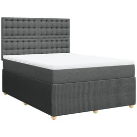 vidaXL Boxspringbett mit Matratze Dunkelgrau 140x200 cm Stoff
