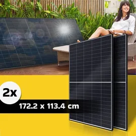 sunniva® Balkonkraftwerk Black Frame 900/800W Solaranlage mit 800W Growatt Micro Wechselrichter 2 x 450 W