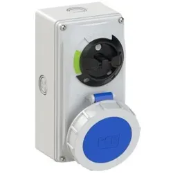 PCE 61232-6k CEE-Steckdose abschaltbar kompakt 32A 3p 6h IP66/IP67 Knock Out 612326k