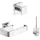Villeroy & Boch Elements Striking Badaccessoire-Set, 3-in-1, Handtuchhaken, Toilettenpapierhalter & Bürstengarnitur, Chrom