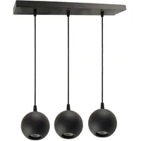 enovalite Pendelleuchte GLOBE Schwarz Ø100mm Deckenleuchte GU10 Fassung 3-Flammig