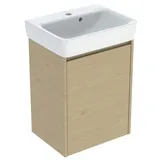 Geberit Renova Plan Set Handwaschbecken mit Unterschrank, 1 Tür, 50x69,7x38cm, 504035PS1 Waschbecken Eiche natur / Melamin Holzstruktur