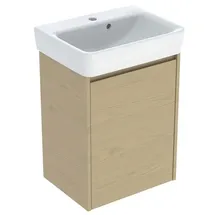 Geberit Renova Plan Set Handwaschbecken mit Unterschrank, 1 Tür, 50x69,7x38cm, 504035PS1 Waschbecken Eiche natur / Melamin Holzstruktur
