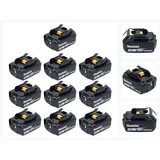 Makita Akku Set 10x BL 1830 B 18 V 3,0 Ah / 3000 mAh Li-Ion ( 10x 197599-5 ) mit LED Anzeige - original, kein Nachbau