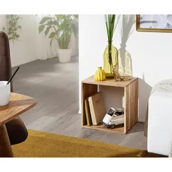 FineBuy Cube Massivholz Regal Beistelltisch Tisch Holzcube Würfelregal Couchtisch