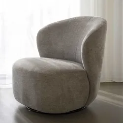 Drehsessel Beige Stoff im Skandi Design das Wohnzimmer