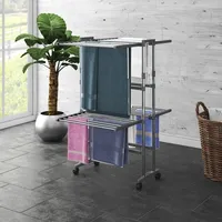 VidaXL Wäscheständer 2 Etagen mit Rollen Silbern 60x70x106 cm