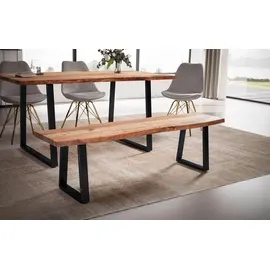FineBuy Sitzbank Akazie Braun 140 x 40 x 45,5 cm