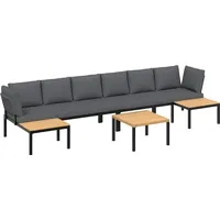 vidaXL Garten-Lounge-Set 5-tlg. schwarz Aluminium