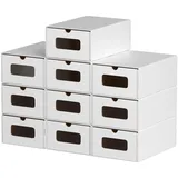 Bettizia 10x Schuhboxen mit Sichtfenster Schuhaufbewahrung Aufbewahrungsbox Stapelbar Storage Box Schuhbox Schuhkarton Schuhschachtel Allzweckbox W... - Weiß