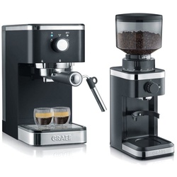 Graef Espressomaschine ES 402 Salita + CM 502 Kaffeemühle, praktisches Set aus Espressomaschine und Kaffeemühle schwarz