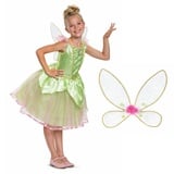 Disguise Disney Tinkerbell Kostüm für Mädchen, Disney-Kostüm, Tinkerbell, Disney-Kostüm, grünes Feenkostüm, Waldfee, Mädchen, Halloween, Größe XS