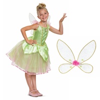 Disguise Disney Offizielles Deluxe Tinkerbell Kostüm Kinder Feenkostüm Mädchen Blumenfee Faschingskostüme Kinder XS