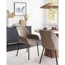 Beliani Esszimmerstuhl 2er Set LOVERNA Cord Beige