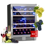 Klarstein Vinovilla 43 Built-In Duo Weinkühlschrank 2 Zonen 129l 43 Fl Glastür