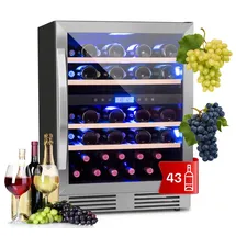 Klarstein Vinovilla 43 Built-In Duo Weinkühlschrank 2 Zonen 129l 43 Fl Glastür