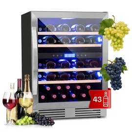 Klarstein Vinovilla 43 Built-In Duo Weinkühlschrank 2 Zonen 129l 43 Fl Glastür