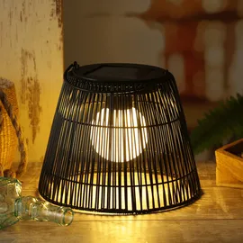 MARELIDA LED Solar Laterne/Hängeleuchte in Rattanoptik Solarleuchte schwarz
