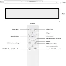 ZMH LED Panel 120x30 39W Dimmbar Rechteckig schwarz