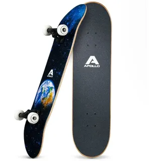 Apollo Skateboard Skateboard Kinder und Erwachsene Wood Board, Kinder Skateboard ab 6 Jahre schwarz