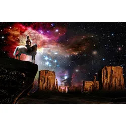 Fototapete PAPERMOON "ABSTRAKT GALAXIE LANDSCHAFT GRAND CANYON", bunt, B:3,50m L:2,60m, Vlies, Tapeten