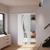 Inova Glas-Schiebetür Komplettset Wellenförmig Weiß 755 x 2035 mm