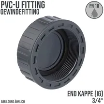 PROFEC PVC Gewindekappe 3/4 Zoll IG 10 bar, grau - Profec