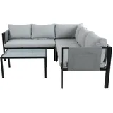 Möbilia Sitzgruppe 1 Ecksofa, 1 Couchtisch inkl. Kissen Stahl/Olefin