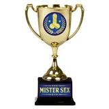 Horror-Shop Mister Sexy Pokal als Geschenkidee für Männer - Gold, Schwarz, Blau - One Size - Kunststoff - JGA, Geburtstag & Valentinstag