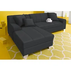 Ecksofa INOSIGN "Turah incl. Zierkissen, moderne Steppung, auch in Leder", schwarz, B:239cm H:75cm T:82cm, Sofas, wahlweise mit Bettfunktion, Schlafsofa, B/T/H: 239/152/75 cm, L-Form, Topseller