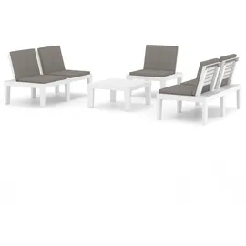 vidaXL Garten-Lounge-Set 4-tlg. Kunststoff weiß