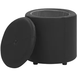 Beliani Pouf mit Stauraum Kunstleder 38 x 40 x 38 cm Schwarz