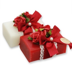 Florex - Schafmilchseife eckig, dekoriert mit Rose, Classic/Rose 100 g