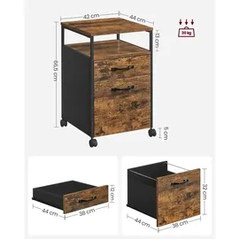 VASAGLE Aktenschrank 44 x 42 x 66,5 cm Braun-Schwarz