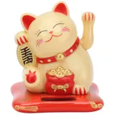 LetCart Winkekatze, Chinesische Lucky Cat, Glückskatze-Winkearm, Solarbetriebene Niedliche Glückskatze mit Winkendem Arm für Zuhause Büro Auto (Gelb)