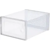 Generisch Schuhboxen,Schuhboxen Stapelbar Transparent, Schuh-Organizer aus Kunststoff,Schuhkarton mit Deckel, Schuhaufbewahrung für Stöckelschuhe, Stiefeletten, Pumps (weiß M)