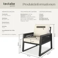 Tectake Gartenlounge-Set Captive im Rope-Design, mit Aluminiumgestell, - Grau
