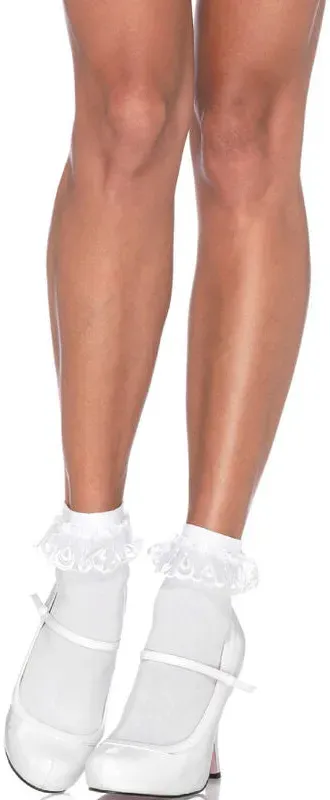 LEG AVENUE - WEISSE SPITZENRÜSCHENSOCKEN